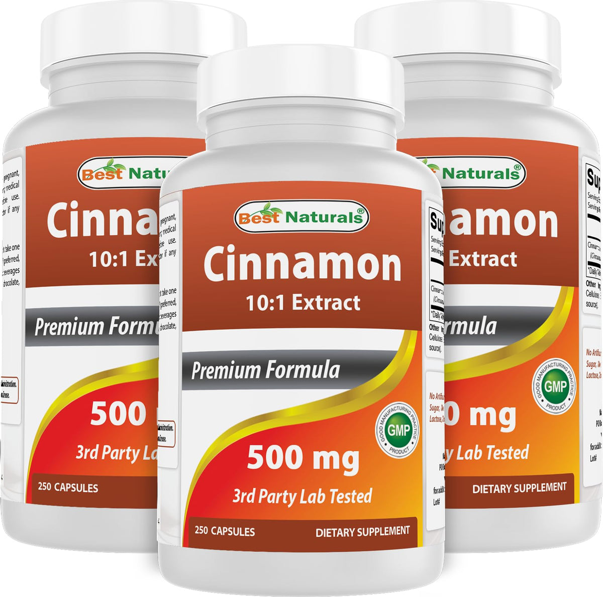 Best Naturals Complément Alimentaire Cannelle 500 mg 250 Capsules vue de face