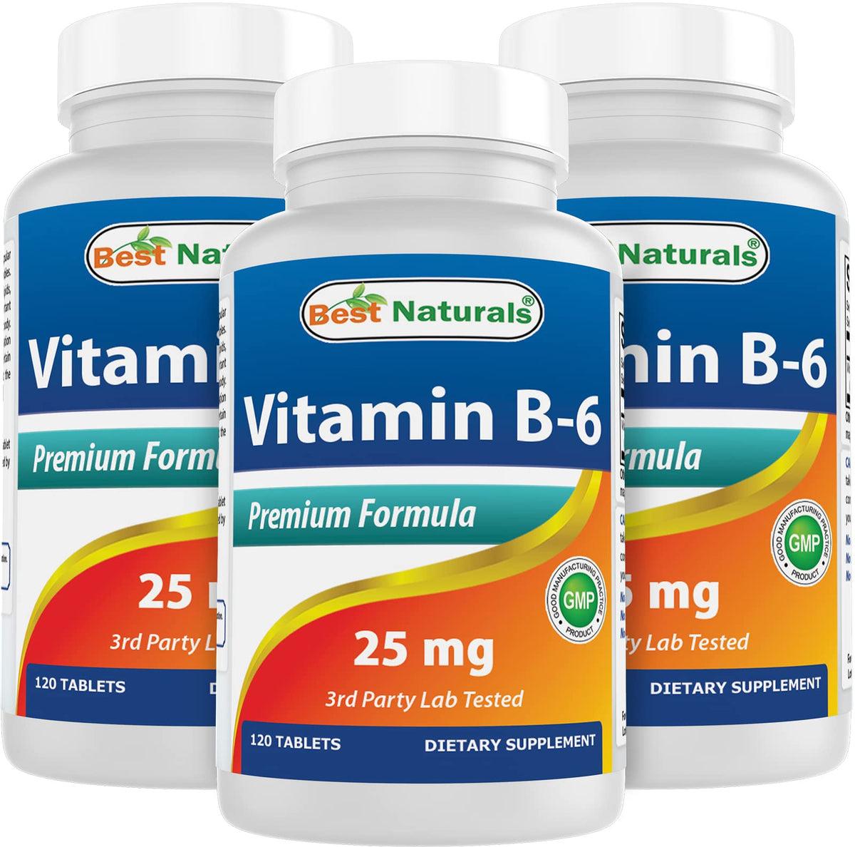 Best Naturals Complément B6 25mg 120 Comprimés - vue de face
