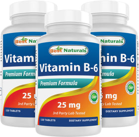Best Naturals Complément B6 25mg 120 Comprimés - vue de face