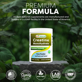 Best Naturals Créatine Monohydrate 454 g - taille du pot comparée à une main
