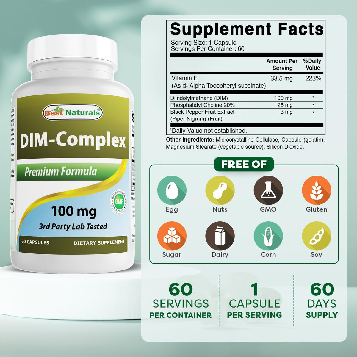 Best Naturals DIM Complex 100 mg bottle side view