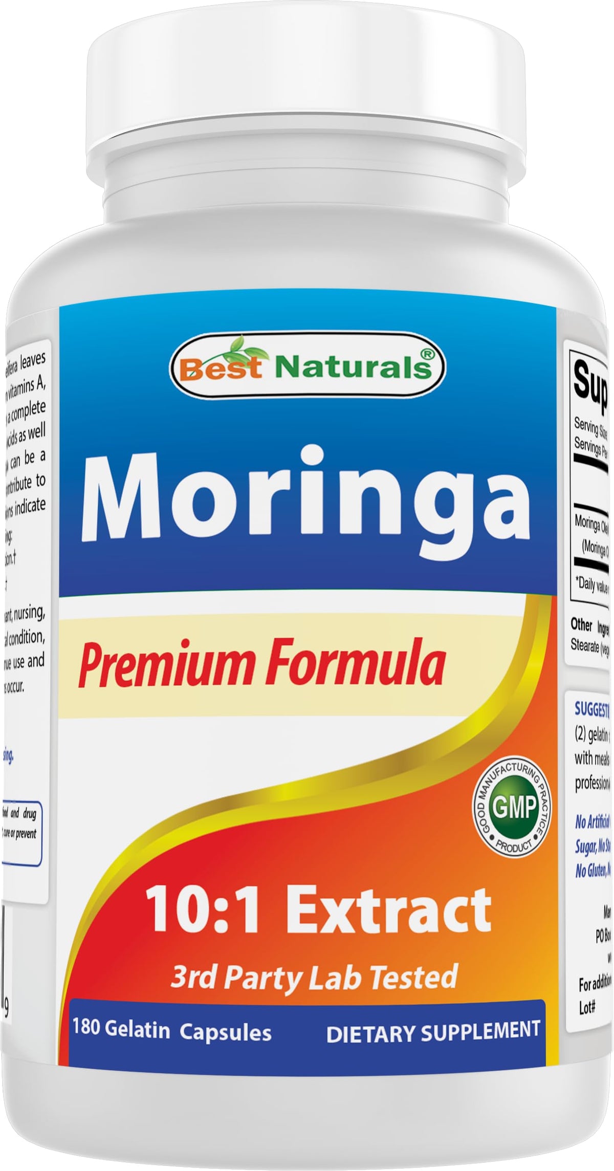 Best Naturals Extrait de Moringa 1500mg 180 capsules vue de face