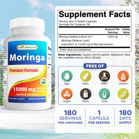 Best Naturals Extrait de Moringa 1500mg bouteille vue de côté