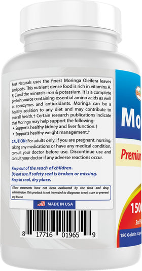 Best Naturals Extrait de Moringa 1500mg échantillon de capsules