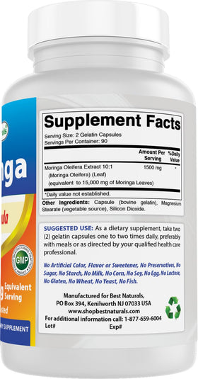 Best Naturals Extrait de Moringa 1500mg en mode de vie actif