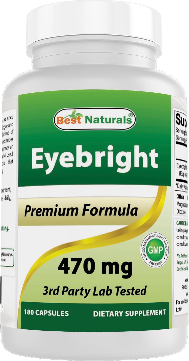 Best Naturals Eyebright 470 mg 180 capsules front view