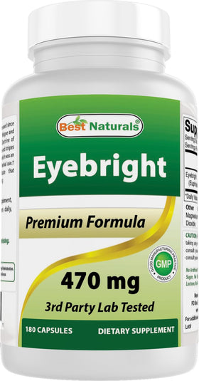 Best Naturals Eyebright 470 mg 180 capsules front view