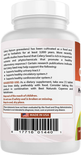 Best Naturals Graines de Céleri 600 mg avec un fond neutre