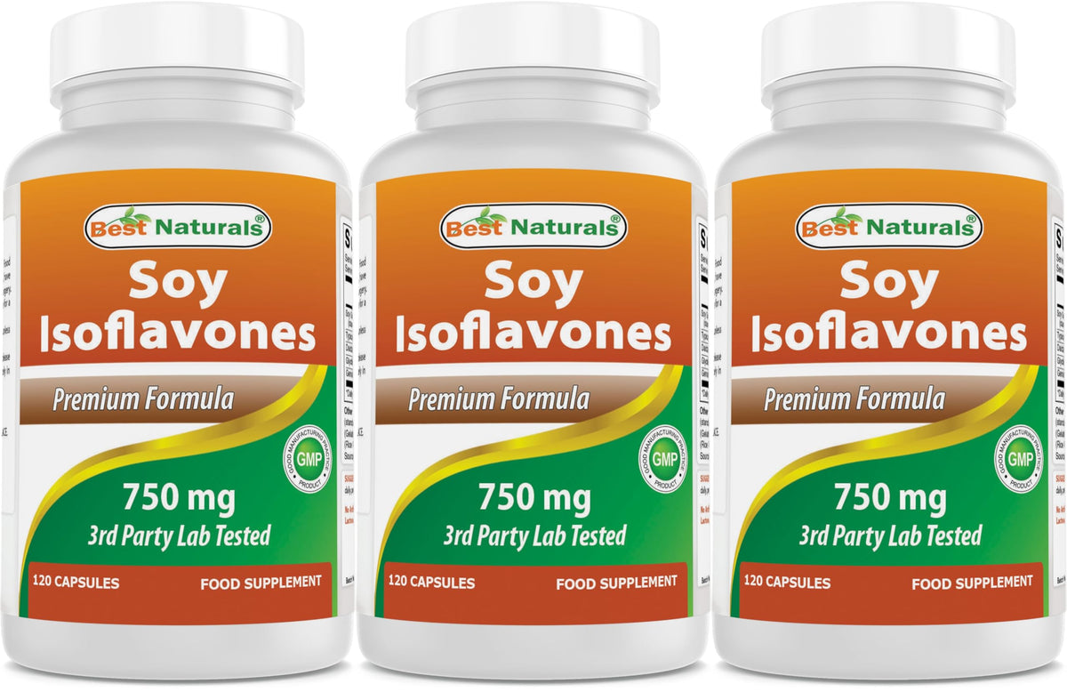 Best Naturals Isoflavones de Soja 750 mg 120 capsules vue de face
