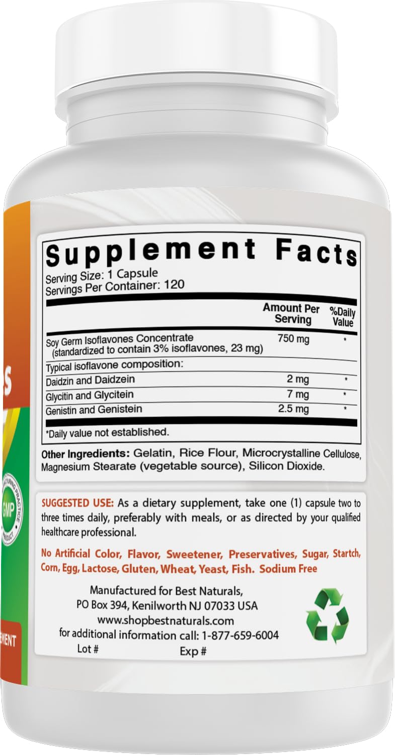 Best Naturals Isoflavones de Soja 750 mg avec des ingrédients naturels