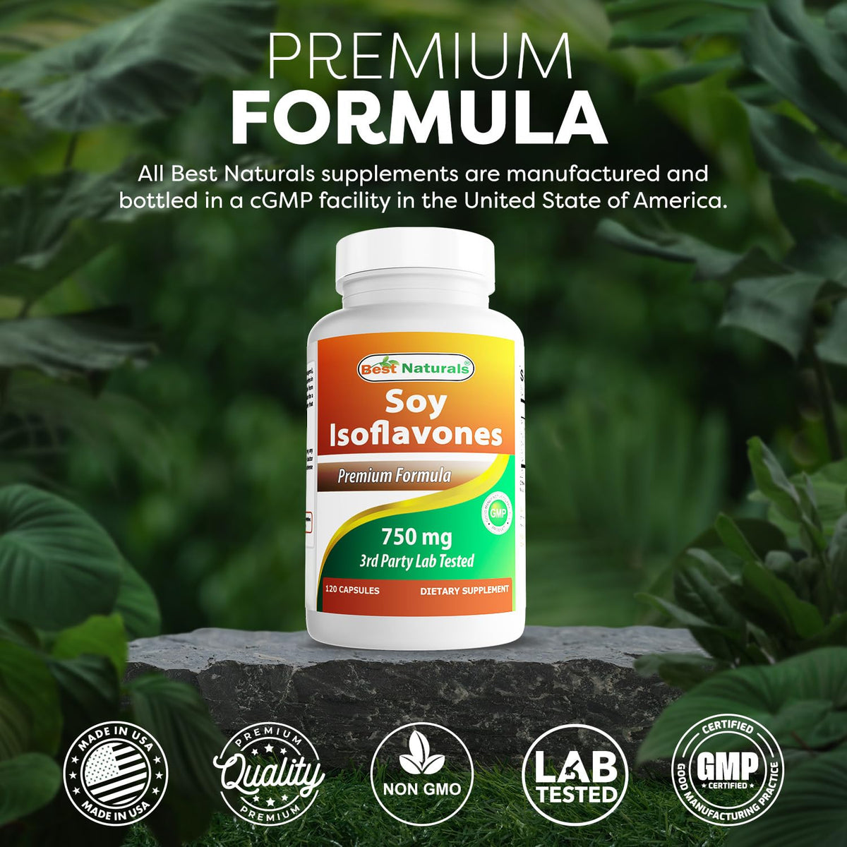 Best Naturals Isoflavones de Soja 750 mg capsules vue de dessus