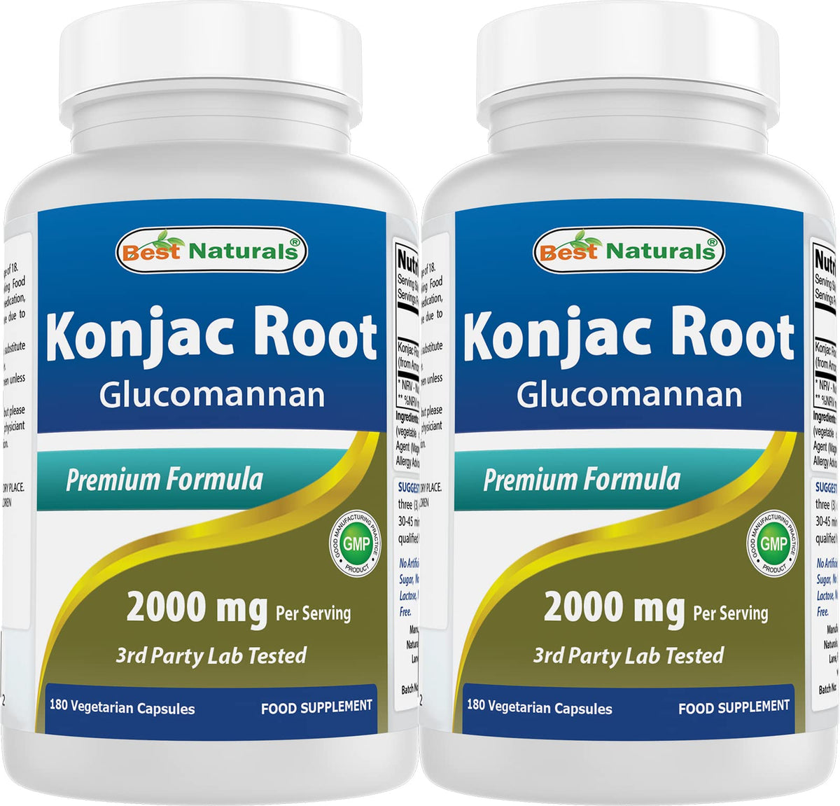 Best Naturals Konjac Glucomannan 2000 mg 180 capsules végétariennes avant