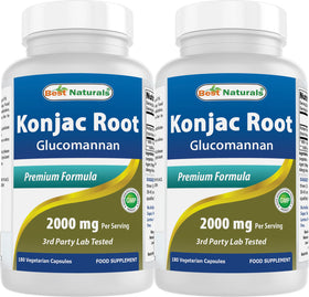 Best Naturals Konjac Glucomannan 2000 mg 180 capsules végétariennes avant