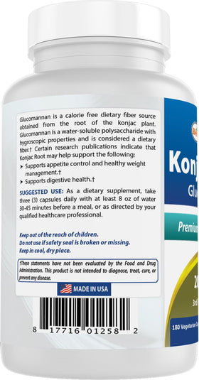 Best Naturals Konjac Glucomannan 2000 mg capsules avec fruits frais