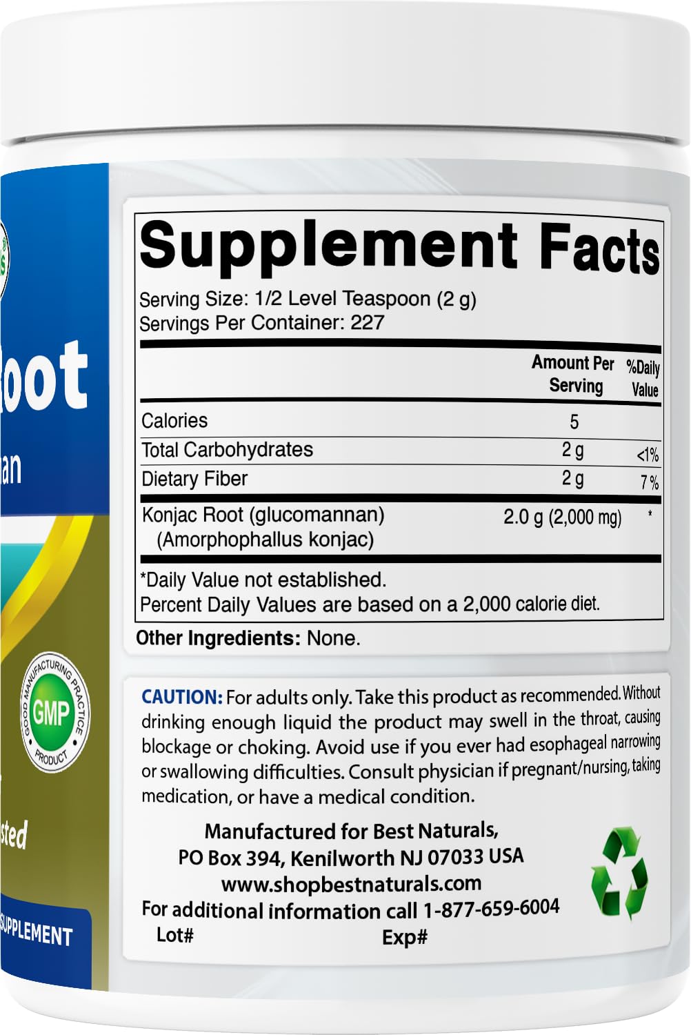 Best Naturals Konjac Glucomannan en gros plan