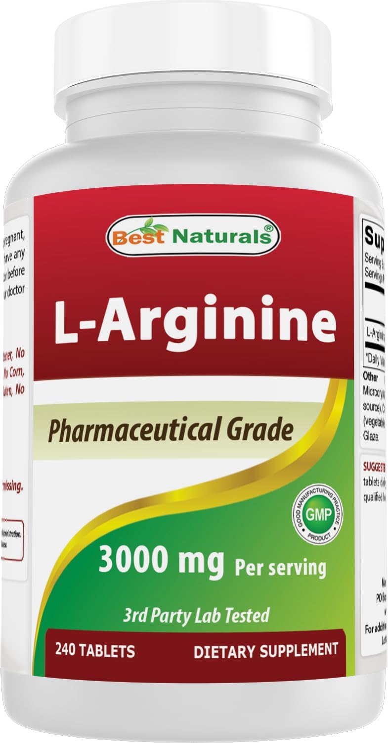 Best Naturals L-Arginine 3000mg 240 comprimés en vue de face