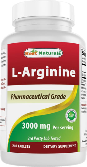 Best Naturals L-Arginine 3000mg 240 comprimés en vue de face