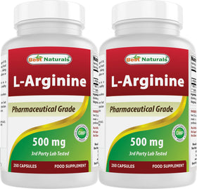 Best Naturals L-Arginine 500mg 250 capsules vue de face