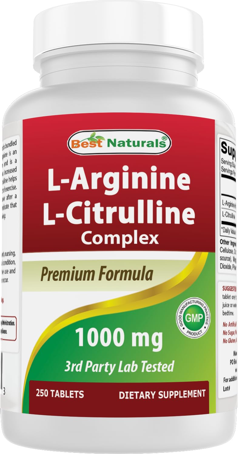 Best Naturals L-Arginine L-Citrulline Complex 250 Tablettes vue de face