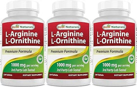 Best Naturals L-Arginine L-Ornithine 1000mg comprimés vue avant