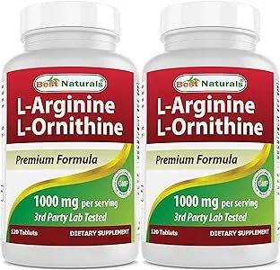 Best Naturals L-Arginine L-Ornithine 1000mg comprimés vue de face