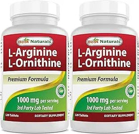 Best Naturals L-Arginine L-Ornithine 1000mg comprimés vue de face