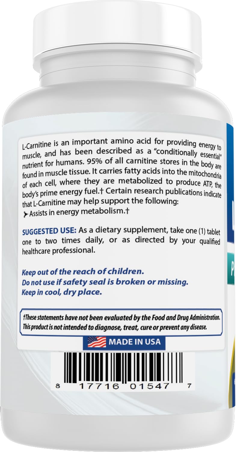 Best Naturals L-Carnitine 1000mg comprimés en gros plan