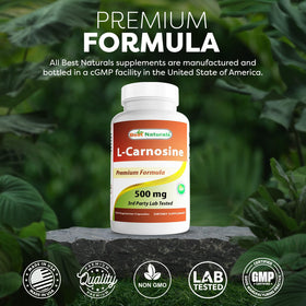 Best Naturals L-Carnosine 500 mg 100 Vcaps dosage recommandé