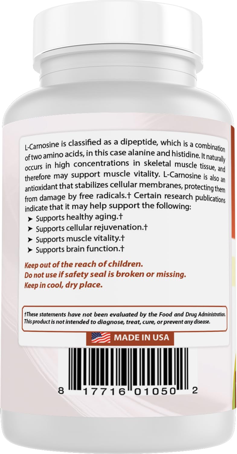 Best Naturals L-Carnosine 500 mg 100 Vcaps laboratoire testé