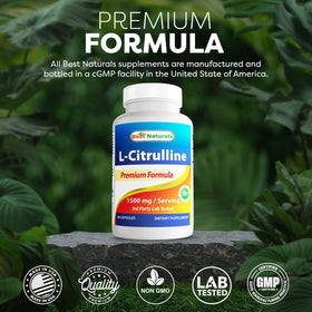 Best Naturals L-Citrulline Capsules 1500mg vue arrière de la bouteille