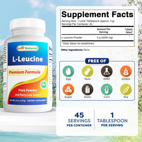 Best Naturals L-Leucine Poudre 280g avec cuillère de dosage