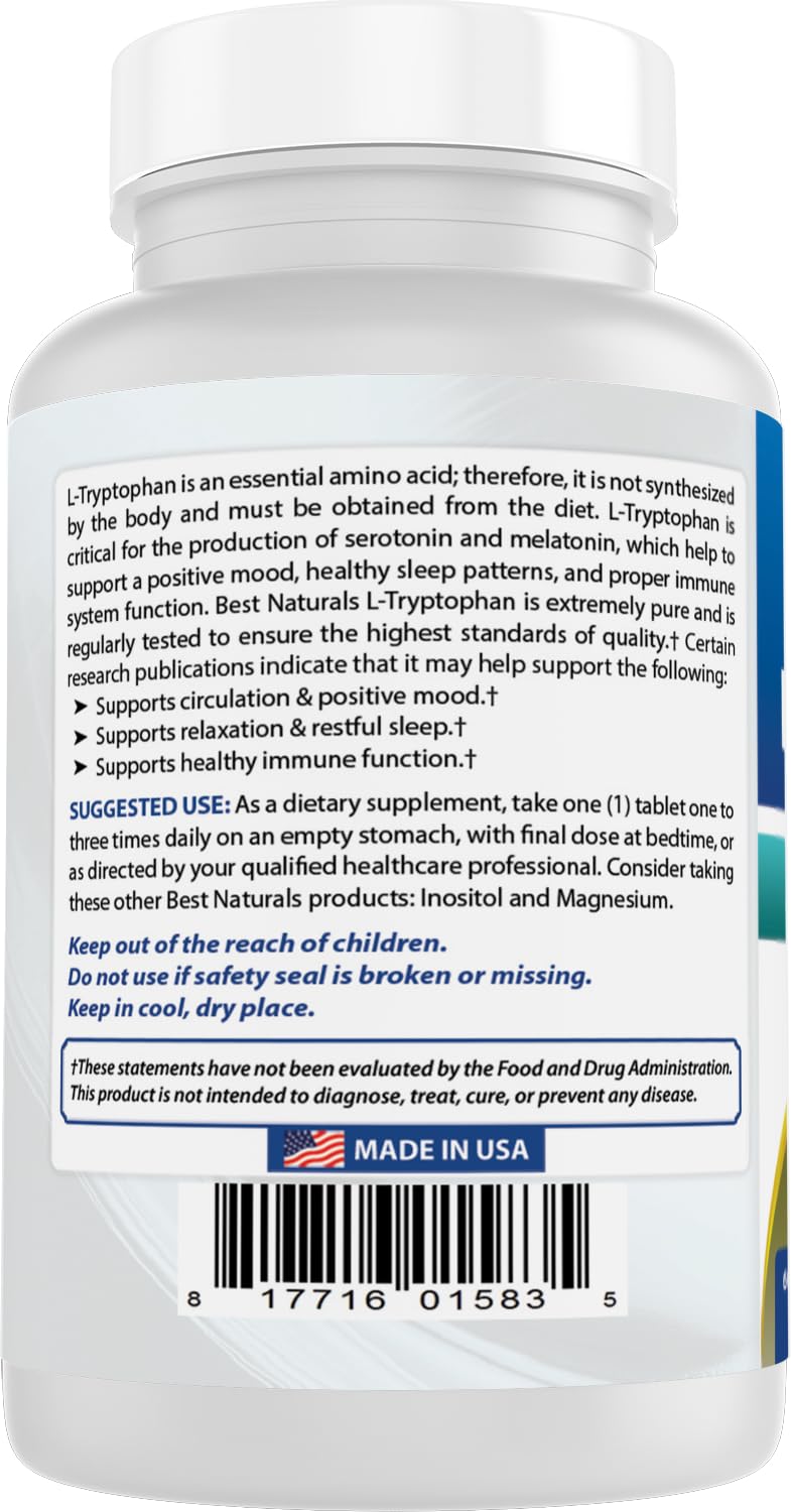 Best Naturals L-Tryptophan 1000 mg mode d'emploi