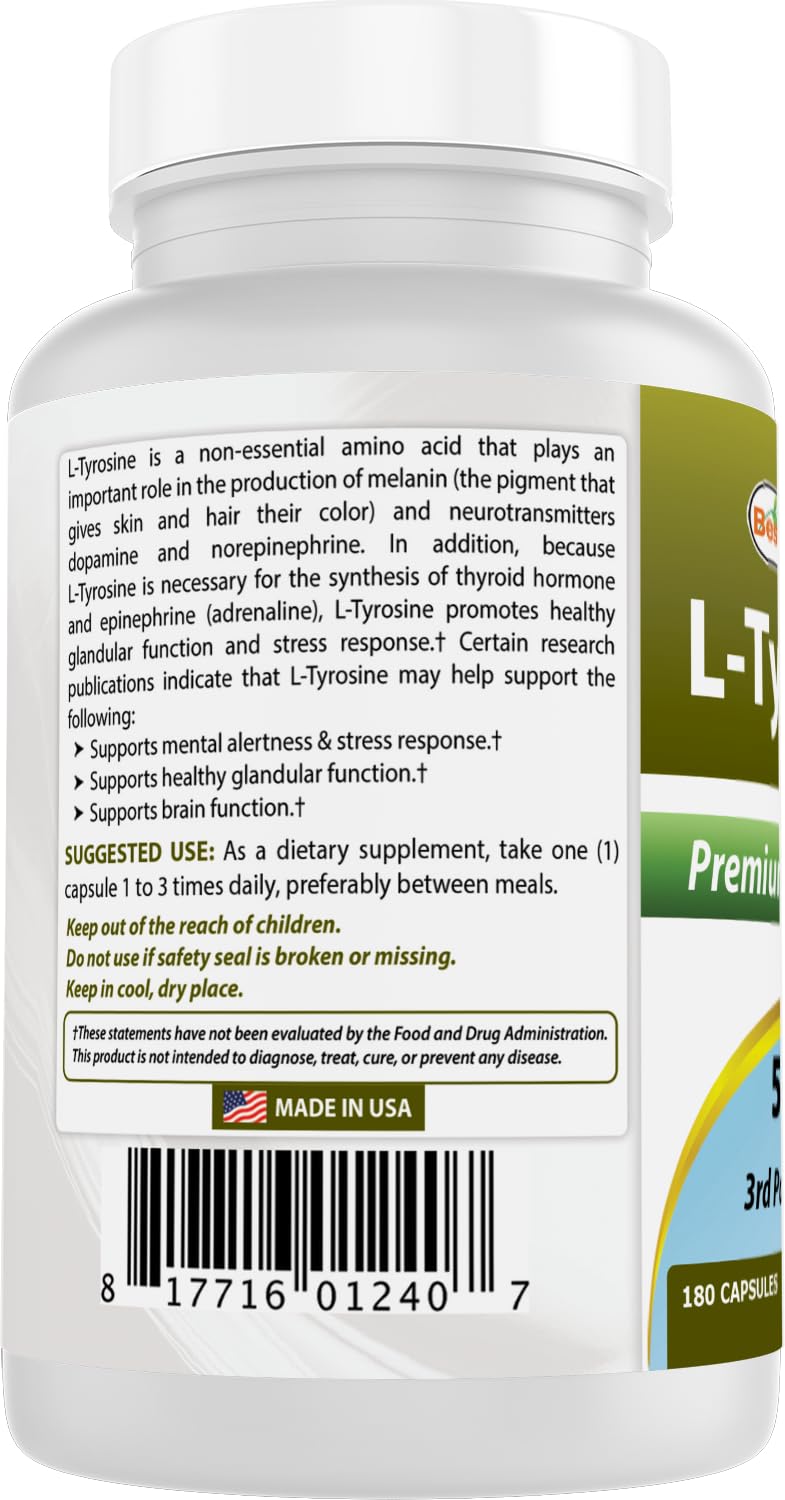Best Naturals L-Tyrosine 500 mg photo de l'emballage