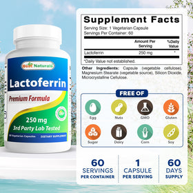 Best Naturals Lactoferrin 250 mg capsule végétale vue arrière