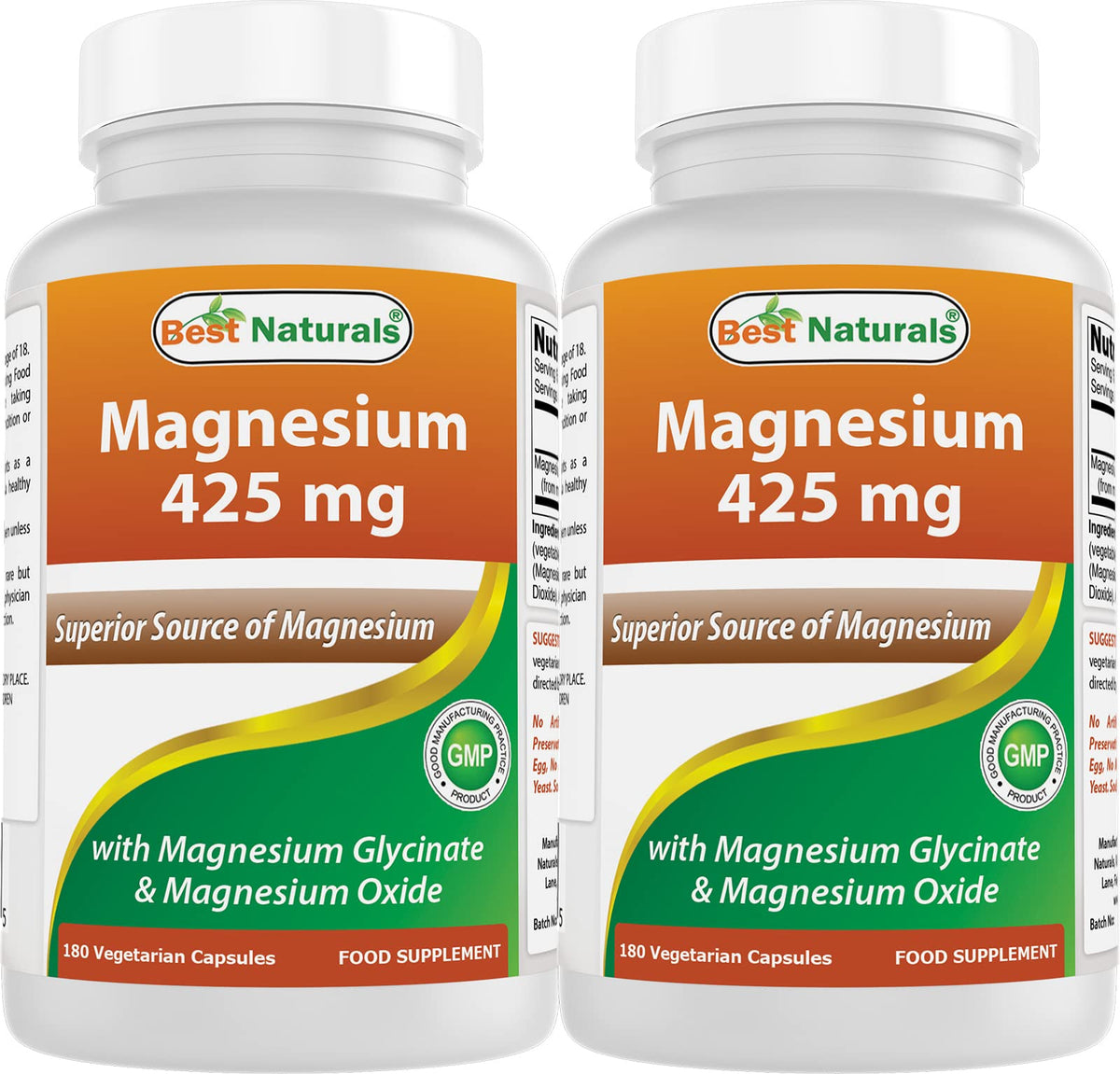 Best Naturals Magnésium 425 mg 360 capsules végétariennes vue avant