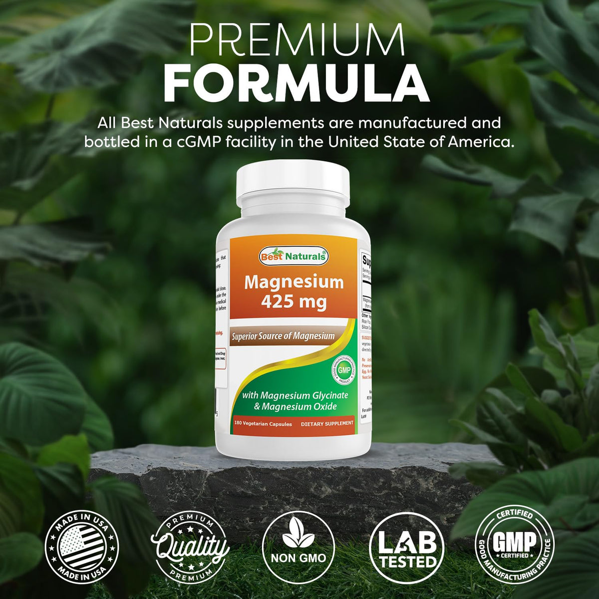 Best Naturals Magnésium 425 mg sur une surface de cuisine