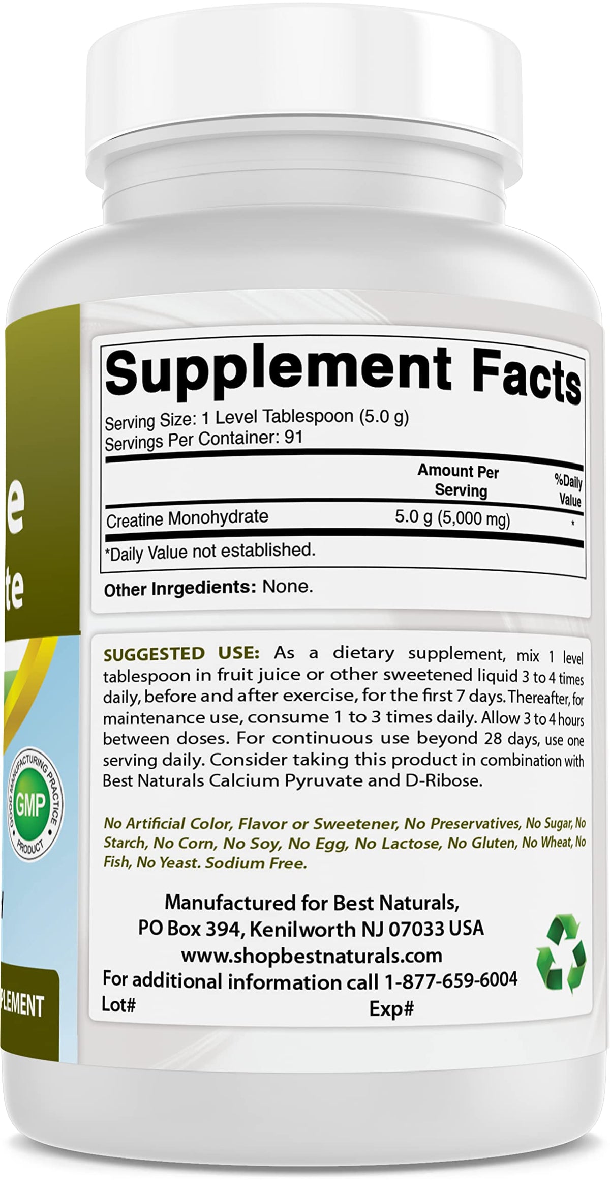 Best Naturals Monohydrate de Créatine 1 lb en environnement de fitness
