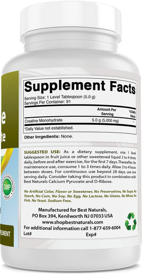 Best Naturals Monohydrate de Créatine 1 lb en environnement de fitness