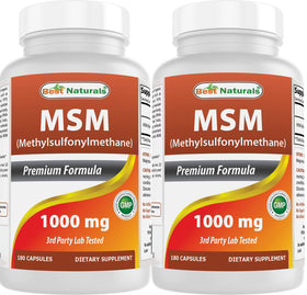 Best Naturals MSM 1000 mg 180 capsules vue avant de l'emballage