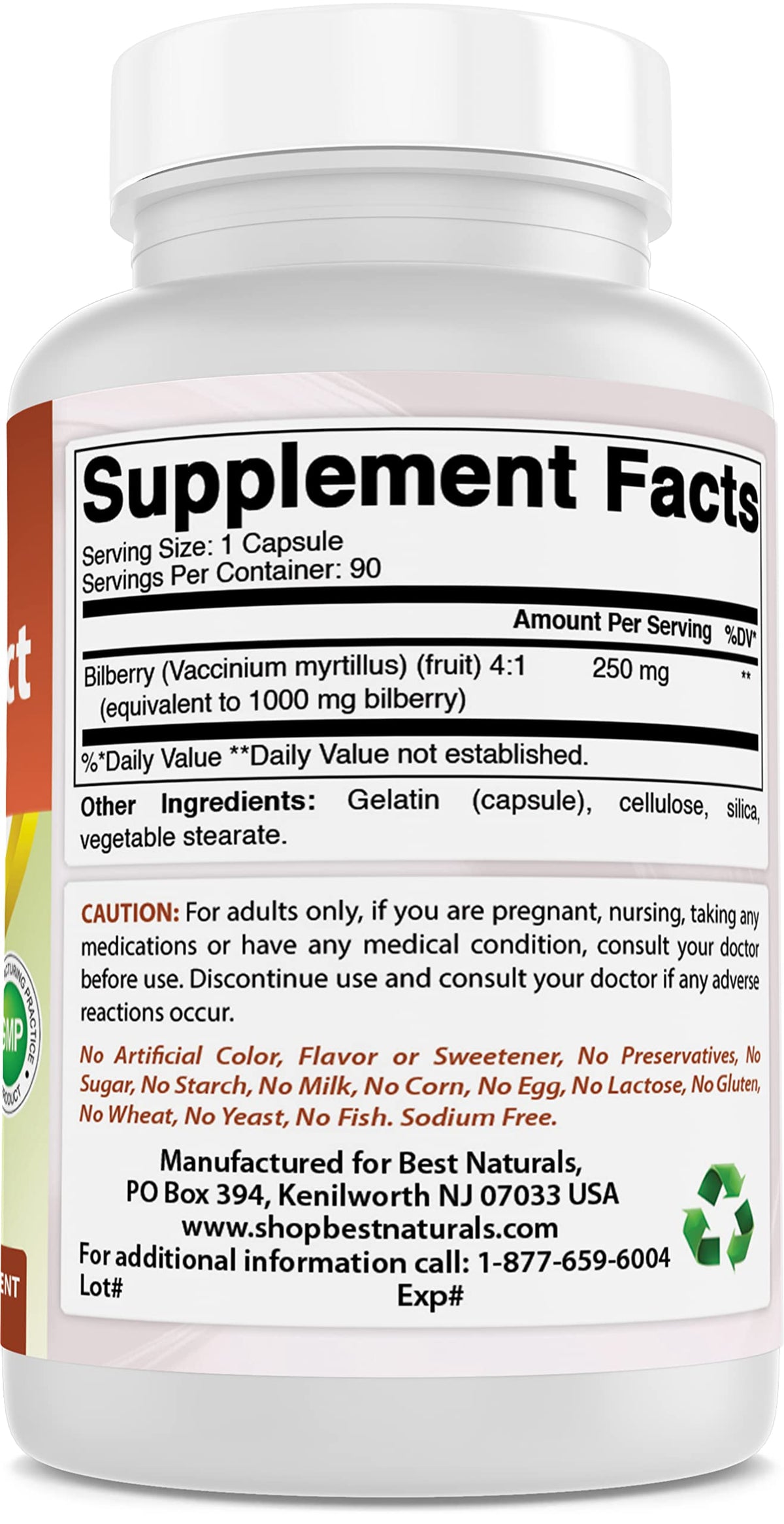 Best Naturals Myrtille 1000 mg capsules sur table