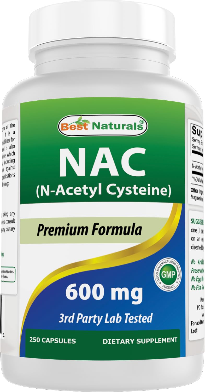 Best Naturals NAC 600 mg 250 capsules front view