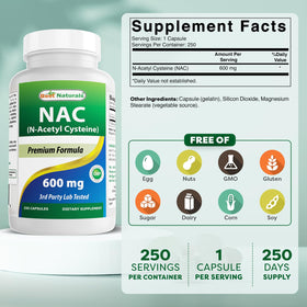 Best Naturals NAC 600 mg capsule close-up