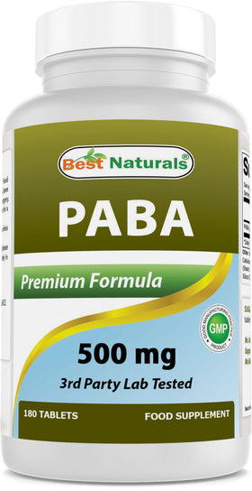 Best Naturals PABA 500 mg 180 comprimés vue de face
