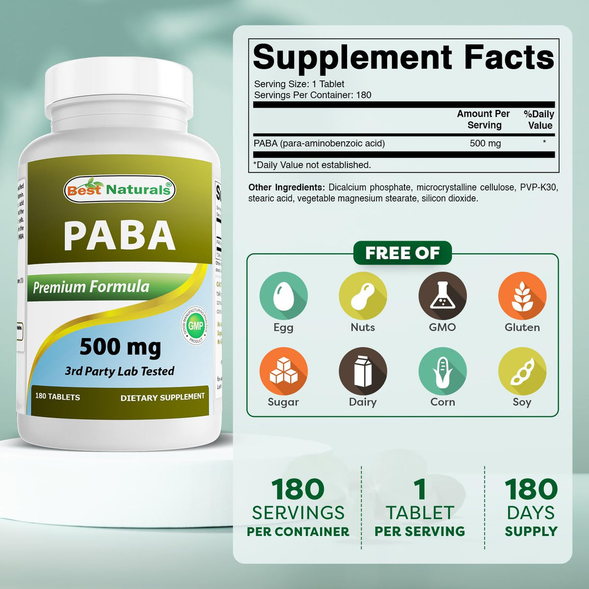 Best Naturals PABA bouteille avec étiquette