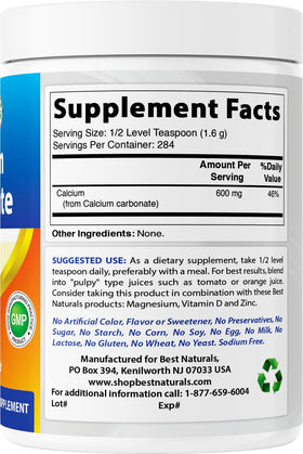Best Naturals Poudre de Carbonate de Calcium 1,6 g en usage dans un smoothie