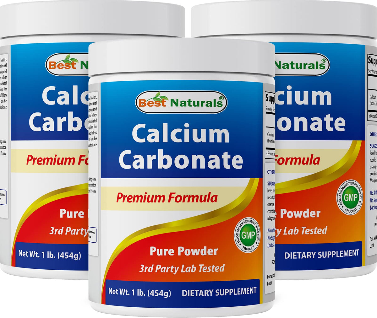 Best Naturals Poudre de Carbonate de Calcium 1,6 g face avant