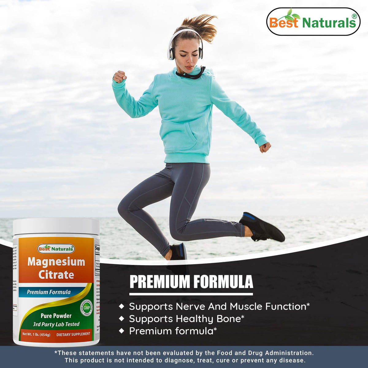 Best Naturals Poudre de Glycinate de Magnésium 1560g sur une table