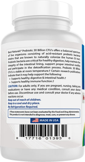 Best Naturals Probiotique 10 Souches 30 Milliards CFU dans son emballage