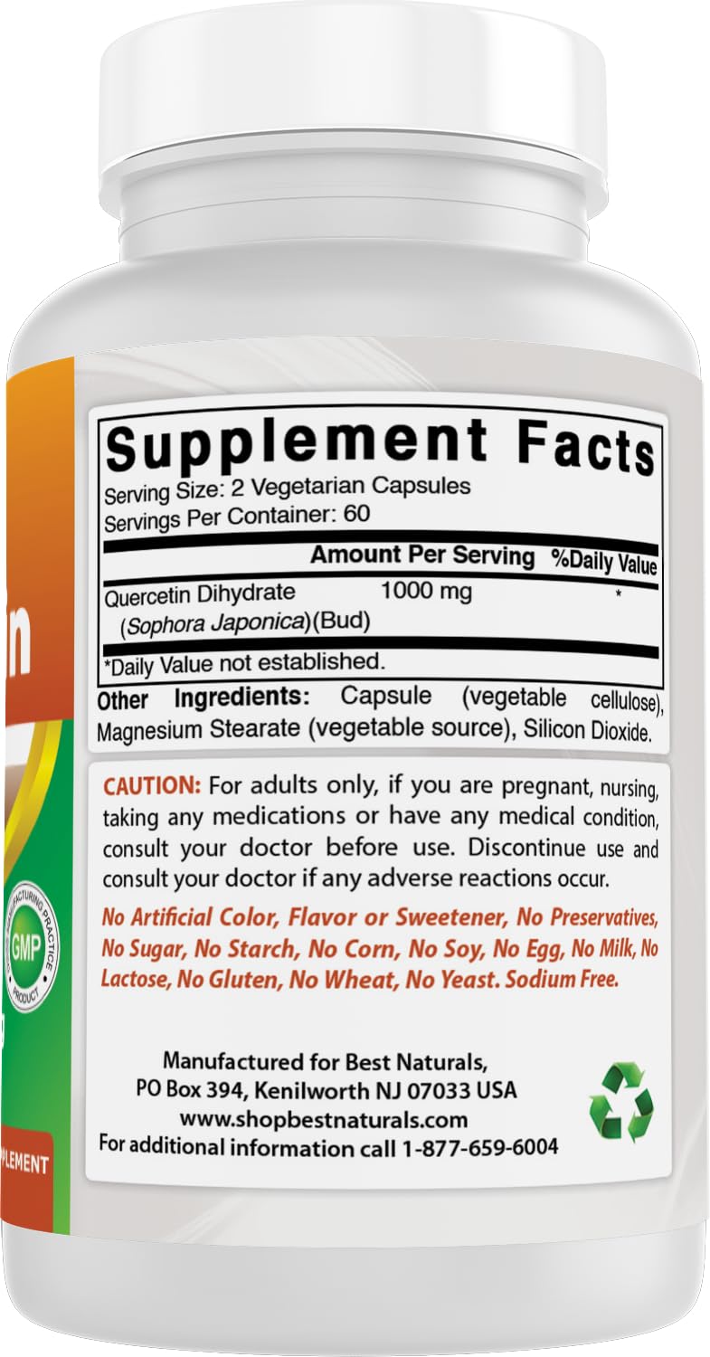 Best Naturals Quercetine 1000 mg avec un fond naturel