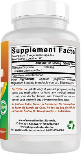 Best Naturals Quercetine 1000 mg avec un fond naturel